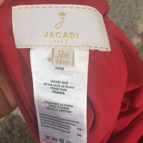 Jacadi Red Velvet 12 Month Holiday Dress - Picture 3 of 3